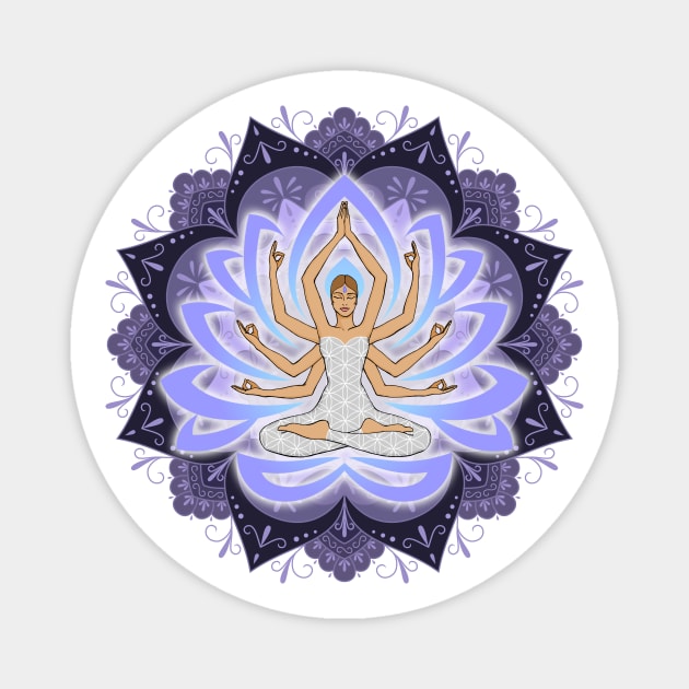 Violet Mandala Woman with Lotus Arms Magnet by MandalaSoul